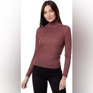 Madewell Semi-Sheer Mockneck Tee Heather Merlot